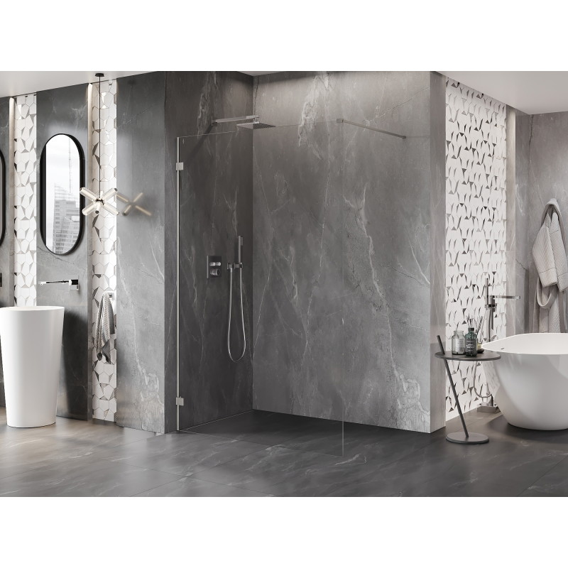 Mexen Lunar ścianka prysznicowa Walk-in lewa 150 x 200 cm, transparent 8 mm, nikiel szczotkowany - 830-150-000-97-00-L