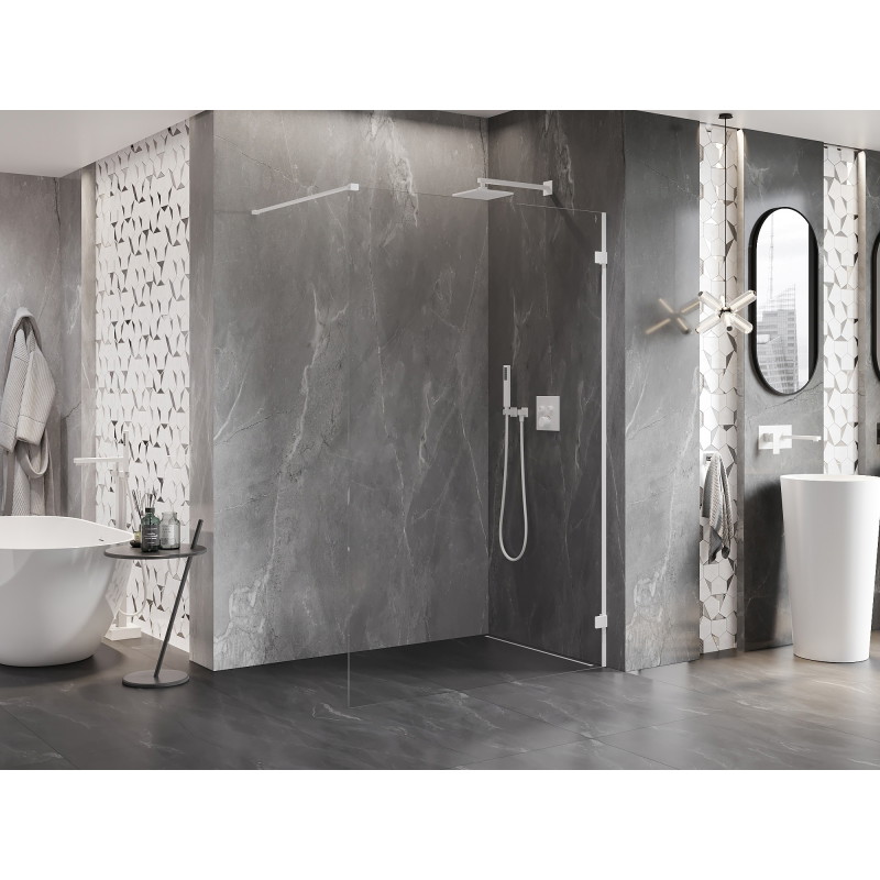 Mexen Lunar ścianka prysznicowa Walk-in prawa 60 x 200 cm, transparent 8 mm, biała - 830-060-000-20-00-P