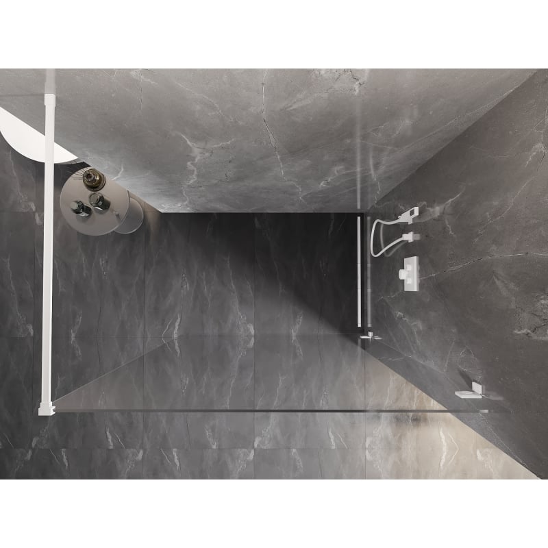 Mexen Lunar ścianka prysznicowa Walk-in prawa 80 x 200 cm, transparent 8 mm, biała - 830-080-000-20-00-P
