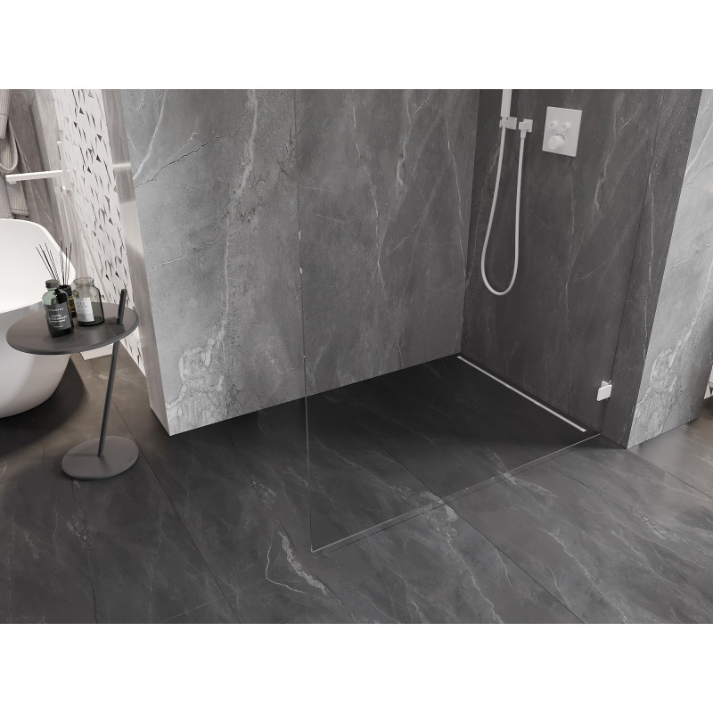 Mexen Lunar ścianka prysznicowa Walk-in prawa 100 x 200 cm, transparent 8 mm, biała - 830-100-000-20-00-P