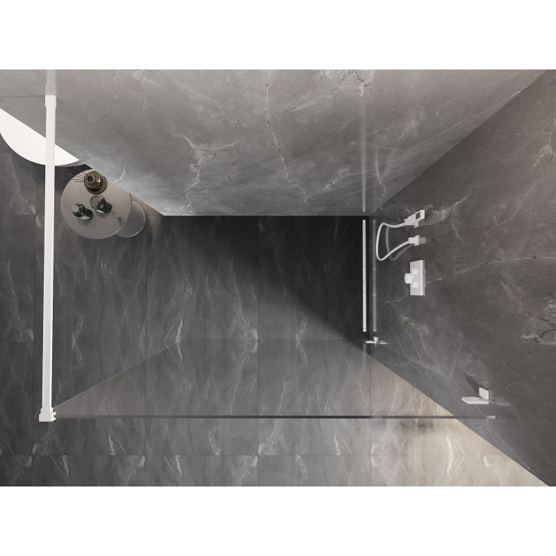 Mexen Lunar ścianka prysznicowa Walk-in prawa 150 x 200 cm, transparent 8 mm, biała - 830-150-000-20-00-P