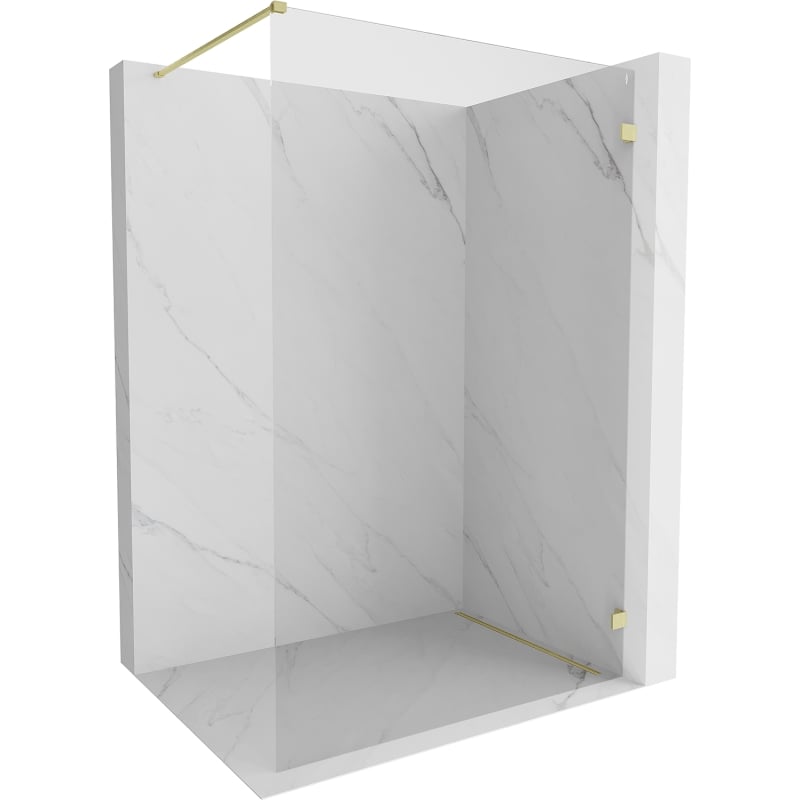Mexen Lunar ścianka prysznicowa Walk-in prawa 80 x 200 cm, transparent 8 mm, złota szczotkowana - 830-080-000-55-00-P
