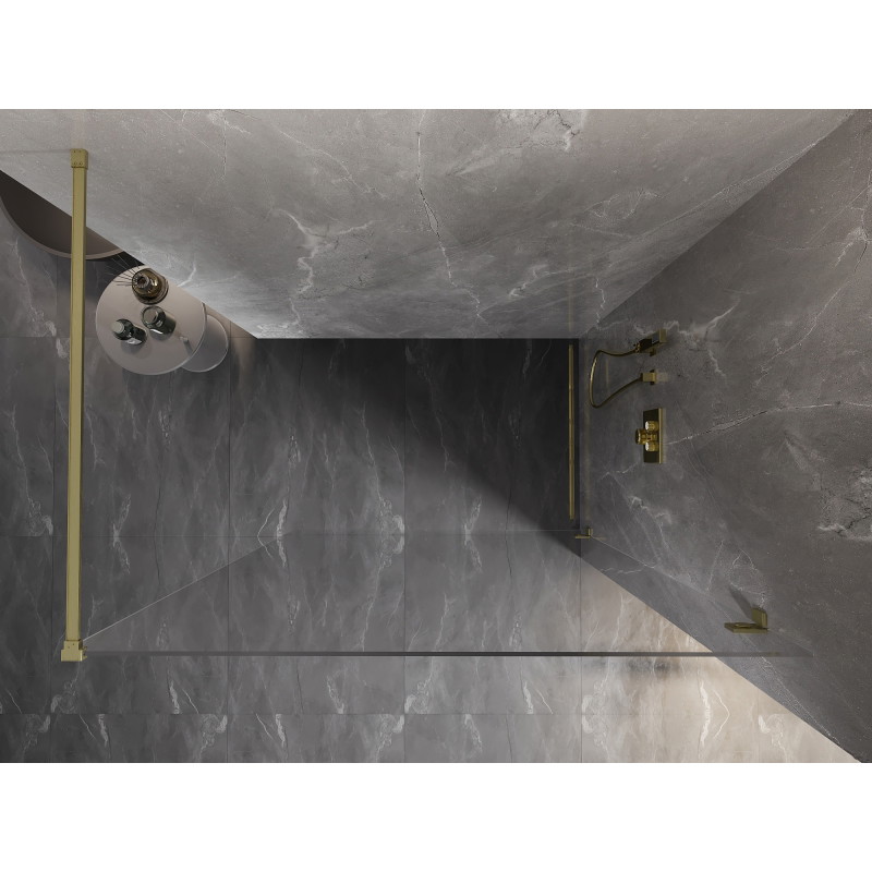 Mexen Lunar ścianka prysznicowa Walk-in prawa 120 x 200 cm, transparent 8 mm, złota szczotkowana - 830-120-000-55-00-P