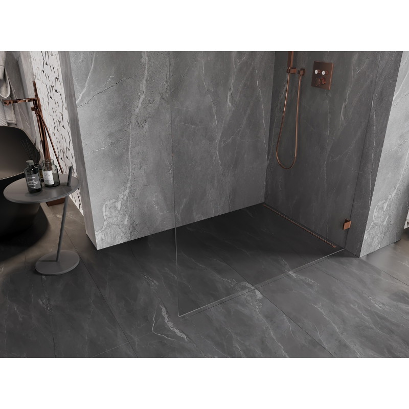 Mexen Lunar ścianka prysznicowa Walk-in prawa 50 x 200 cm, transparent 8 mm, różowe złoto - 830-050-000-60-00-P