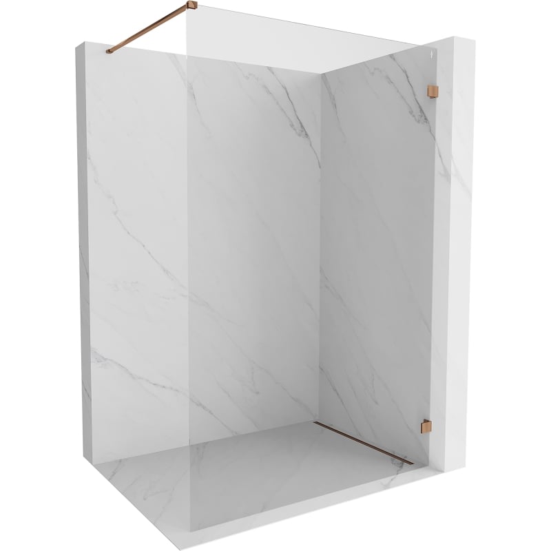 Mexen Lunar ścianka prysznicowa Walk-in prawa 80 x 200 cm, transparent 8 mm, różowe złoto - 830-080-000-60-00-P