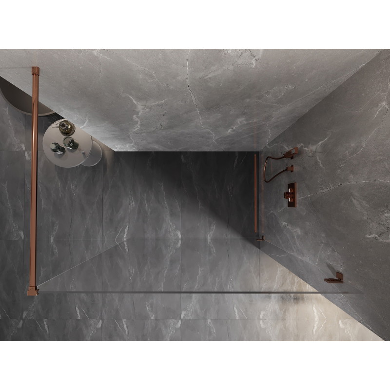 Mexen Lunar ścianka prysznicowa Walk-in prawa 80 x 200 cm, transparent 8 mm, różowe złoto - 830-080-000-60-00-P