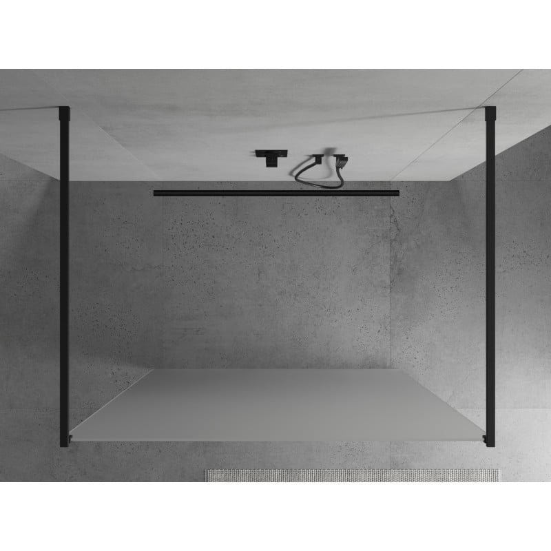 Mexen Kioto ścianka prysznicowa wolnostojąca 110 x 200 cm, szron 8 mm, czarna - 800-110-002-70-30