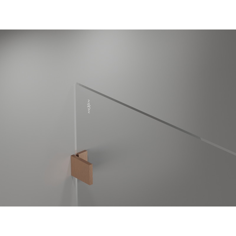 Mexen Lunar ścianka prysznicowa Walk-in prawa 90 x 200 cm, transparent 8 mm, miedź szczotkowana - 830-090-000-65-00-P