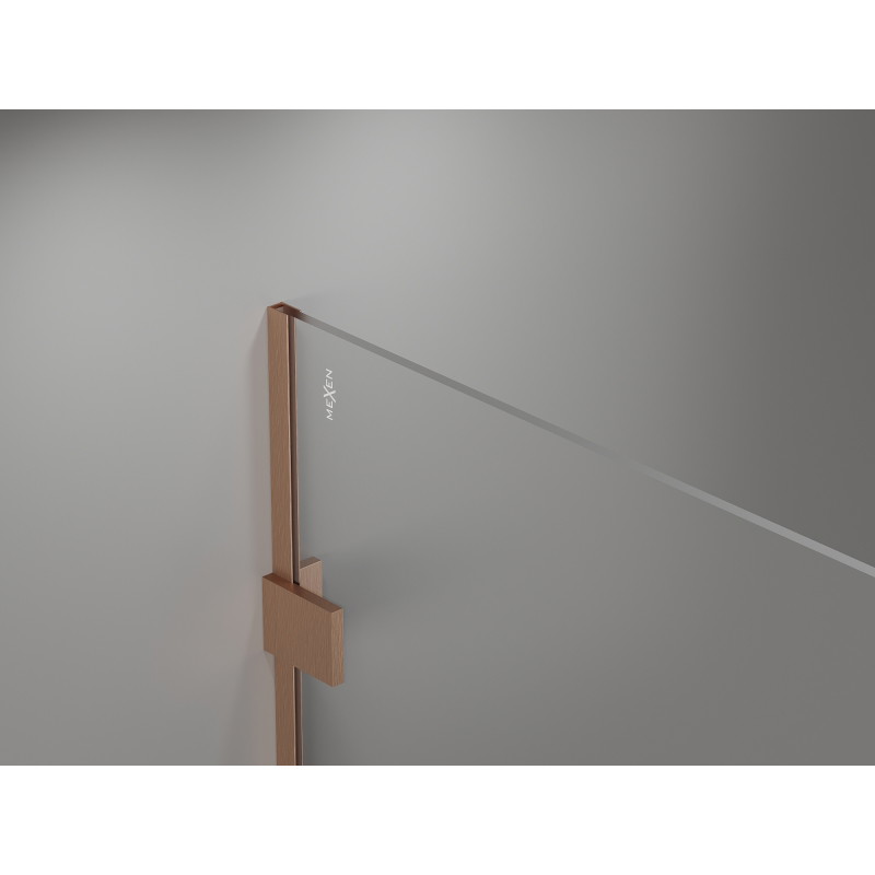 Mexen Lunar ścianka prysznicowa Walk-in prawa 110 x 200 cm, transparent 8 mm, miedź szczotkowana - 830-110-000-65-00-P