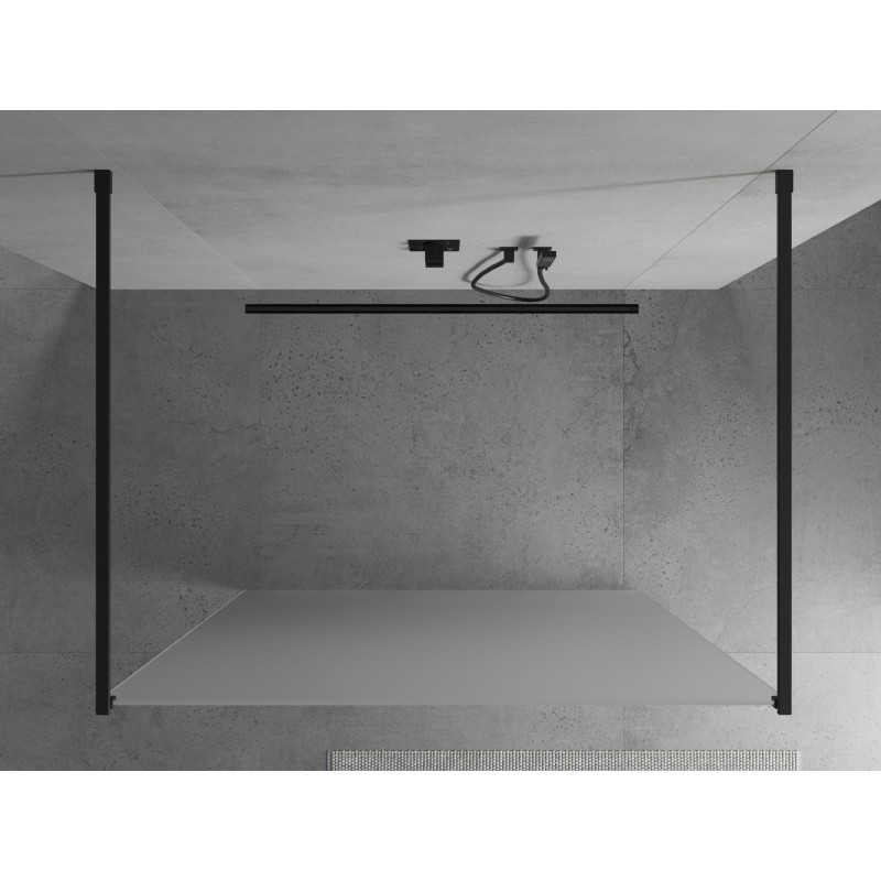 Mexen Kioto ścianka prysznicowa wolnostojąca 120 x 200 cm, szron 8 mm, czarna - 800-120-002-70-30