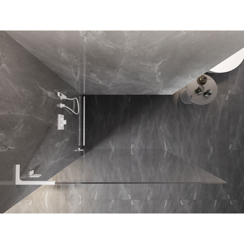 Mexen Lunar L ścianka prysznicowa Walk-in lewa 110 x 200 cm, transparent 8 mm, biała - 830L-110-000-20-00-L