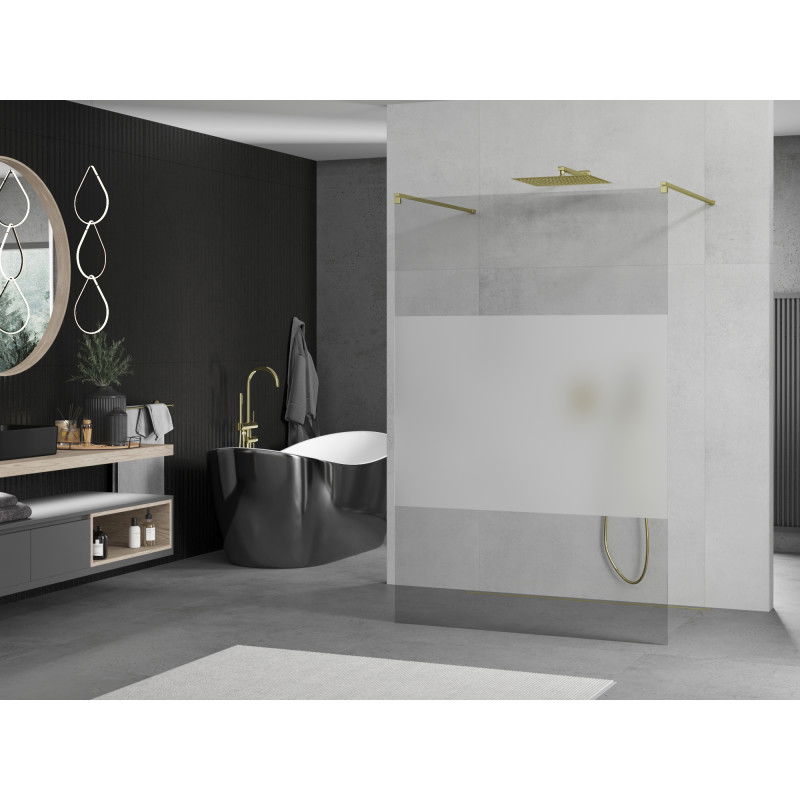 Mexen Kioto ścianka prysznicowa wolnostojąca 120 x 200 cm, transparent/szron 8 mm, złota - 800-120-002-50-35