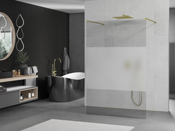 Mexen Kioto ścianka prysznicowa wolnostojąca 120 x 200 cm, transparent/szron 8 mm, złota - 800-120-002-50-35