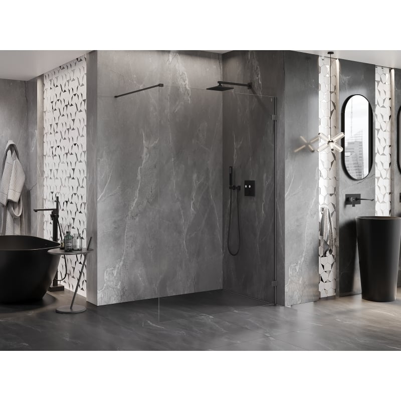 Mexen Lunar ścianka prysznicowa Walk-in prawa 70 x 200 cm, transparent 8 mm, gun gray szczotkowany - 830-070-000-66-00-P