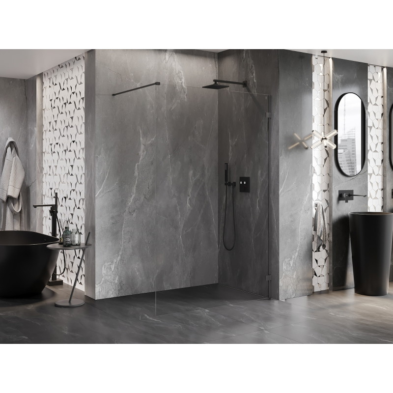 Mexen Lunar ścianka prysznicowa Walk-in prawa 110 x 200 cm, transparent 8 mm, gun gray szczotkowany - 830-110-000-66-00-P