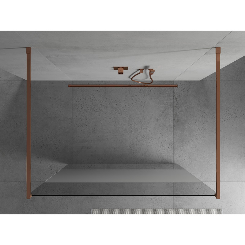 Mexen Kioto ścianka prysznicowa wolnostojąca 100 x 200 cm, transparent/szron 8 mm, różowe złoto - 800-100-002-60-35