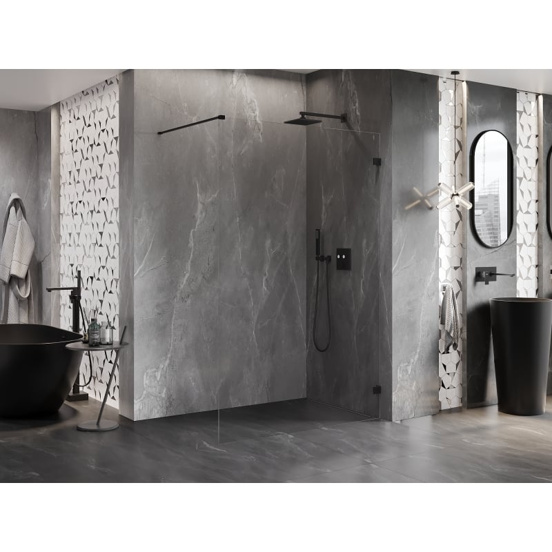 Mexen Lunar ścianka prysznicowa Walk-in prawa 50 x 200 cm, transparent 8 mm, czarna - 830-050-000-70-00-P