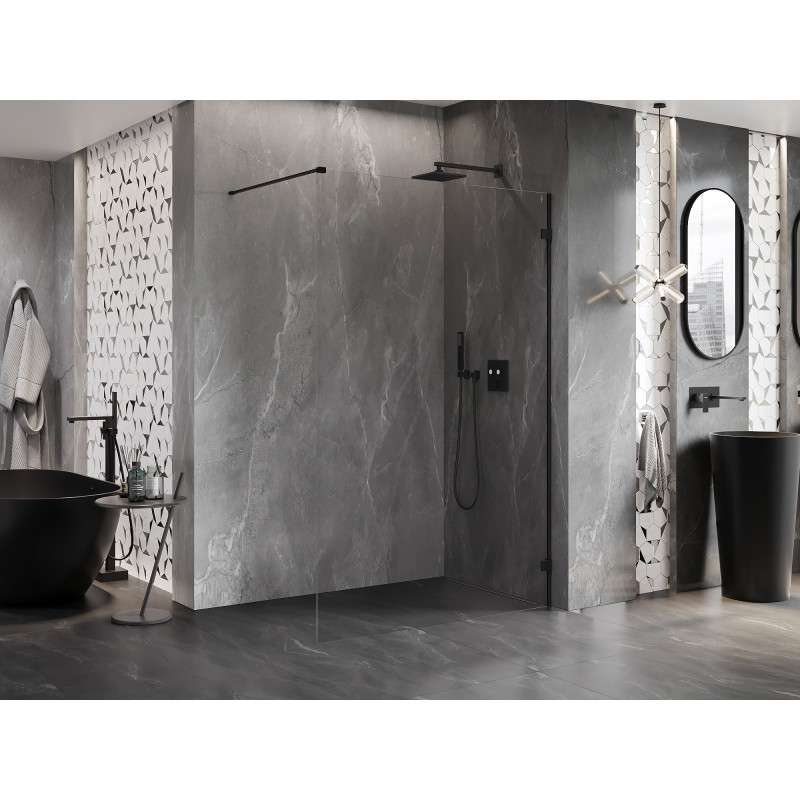 Mexen Lunar ścianka prysznicowa Walk-in prawa 80 x 200 cm, transparent 8 mm, czarna - 830-080-000-70-00-P