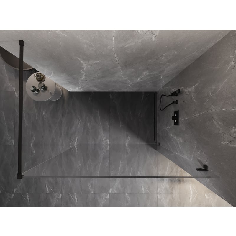 Mexen Lunar ścianka prysznicowa Walk-in prawa 80 x 200 cm, transparent 8 mm, czarna - 830-080-000-70-00-P