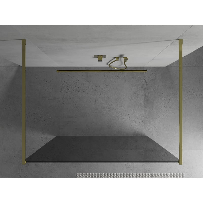 Mexen Kioto ścianka prysznicowa wolnostojąca 100 x 200 cm, grafit 8 mm, złota - 800-100-002-50-40