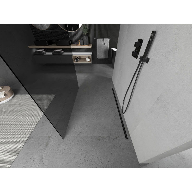 Mexen Kioto ścianka prysznicowa wolnostojąca 120 x 200 cm, grafit 8 mm, czarna - 800-120-002-70-40