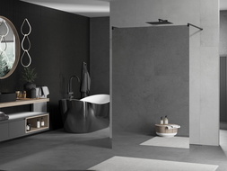 Mexen Kioto ścianka prysznicowa wolnostojąca 100 x 200 cm, lustro 8 mm, czarna - 800-100-002-70-50