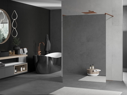 Mexen Kioto ścianka prysznicowa wolnostojąca 110 x 200 cm, lustro 8 mm, różowe złoto - 800-110-002-60-50