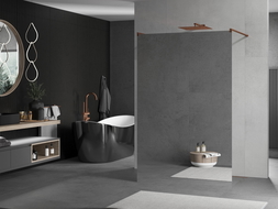 Mexen Kioto ścianka prysznicowa wolnostojąca 100 x 200 cm, lustro 8 mm, różowe złoto - 800-100-002-60-50