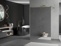 Mexen Kioto ścianka prysznicowa wolnostojąca 100 x 200 cm, lustro 8 mm, złota - 800-100-002-50-50