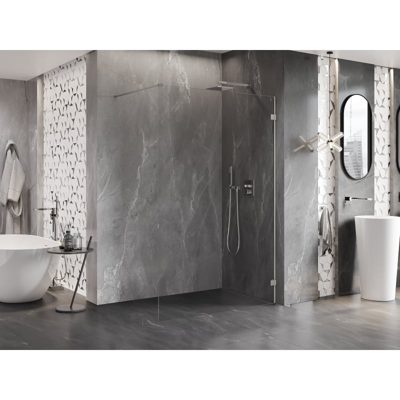 Mexen Lunar ścianka prysznicowa Walk-in prawa 120 x 200 cm, transparent 8 mm, nikiel szczotkowany - 830-120-000-97-00-P