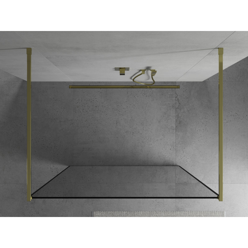 Mexen Kioto ścianka prysznicowa wolnostojąca 110 x 200 cm, czarna ramka 8 mm, złota- 800-110-002-50-70
