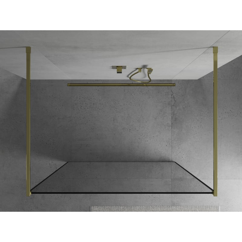 Mexen Kioto ścianka prysznicowa wolnostojąca 130 x 200 cm, czarna ramka 8 mm, złota- 800-130-002-50-70