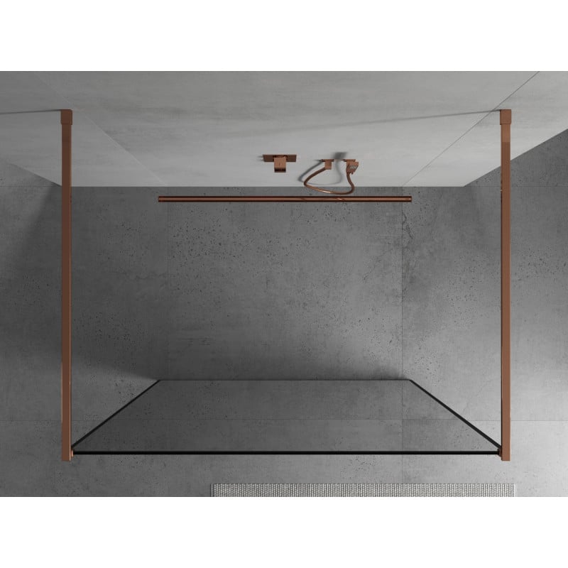 Mexen Kioto ścianka prysznicowa wolnostojąca 120 x 200 cm, czarna ramka 8 mm, różowe złoto - 800-120-002-60-70