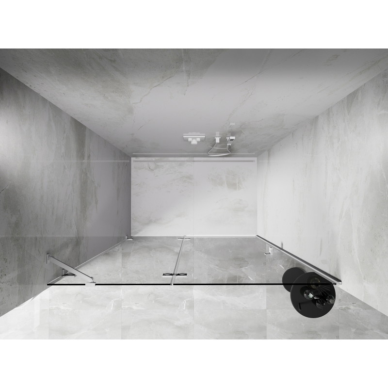 Mexen Lunar drzwi prysznicowe uchylne lewe 135 cm, transparent, białe - 834-135-000-20-00-L