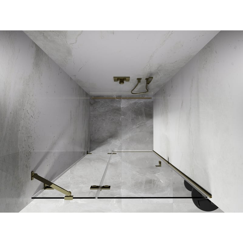 Mexen Lunar drzwi prysznicowe uchylne lewe 70 cm, transparent, złote - 834-070-000-50-00-L