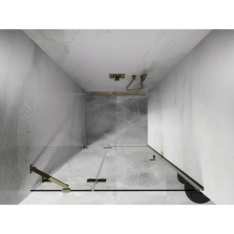 Mexen Lunar drzwi prysznicowe uchylne lewe 90 cm, transparent, złote - 834-090-000-50-00-L