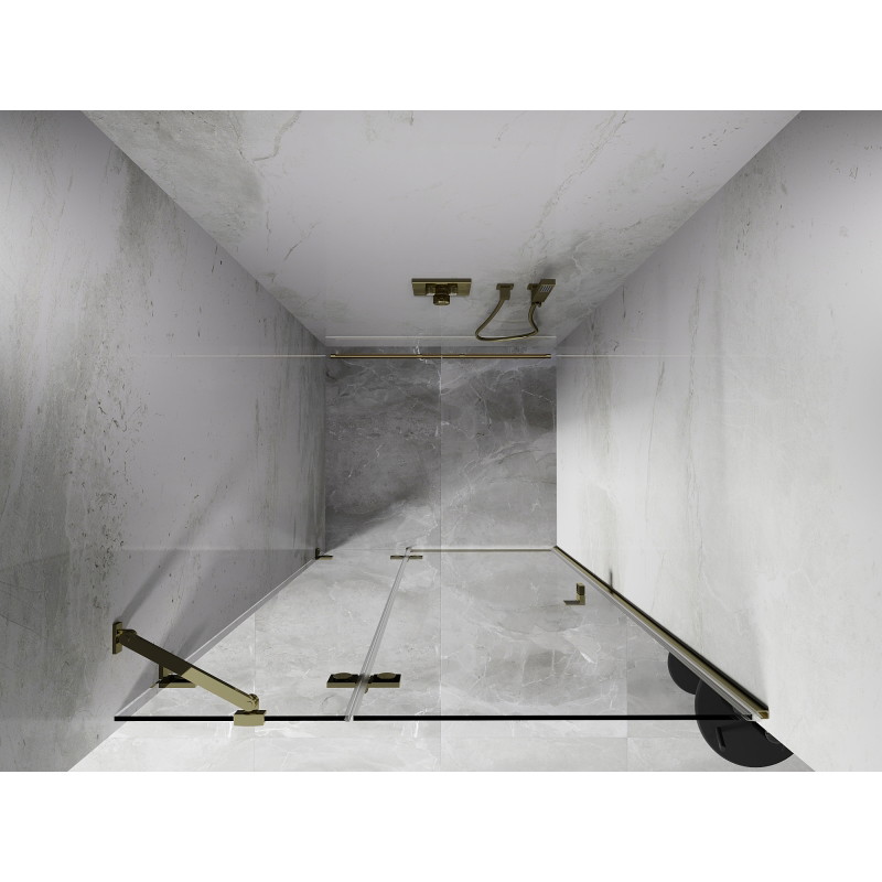 Mexen Lunar drzwi prysznicowe uchylne lewe 110 cm, transparent, złote - 834-110-000-50-00-L
