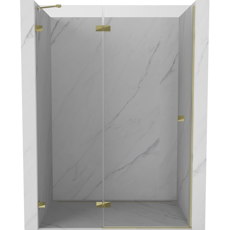 Mexen Lunar drzwi prysznicowe uchylne lewe 130 cm, transparent, złote - 834-130-000-50-00-L