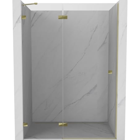 Mexen Lunar drzwi prysznicowe uchylne lewe 130 cm, transparent, złote - 834-130-000-50-00-L