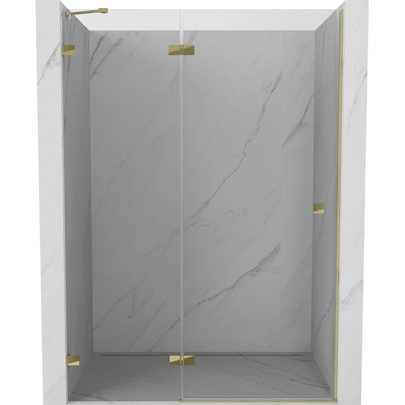 Mexen Lunar drzwi prysznicowe uchylne lewe 140 cm, transparent, złote - 834-140-000-50-00-L