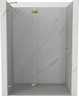 Mexen Lunar drzwi prysznicowe uchylne lewe 140 cm, transparent, złote - 834-140-000-50-00-L