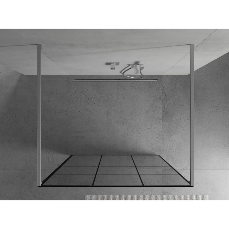 Mexen Kioto ścianka prysznicowa wolnostojąca 110 x 200 cm, czarna kratka 8 mm, chrom - 800-110-002-01-77