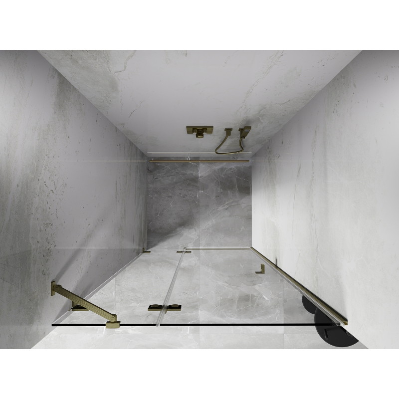 Mexen Lunar drzwi prysznicowe uchylne lewe 80 cm, transparent, złote szczotkowane - 834-080-000-55-00-L