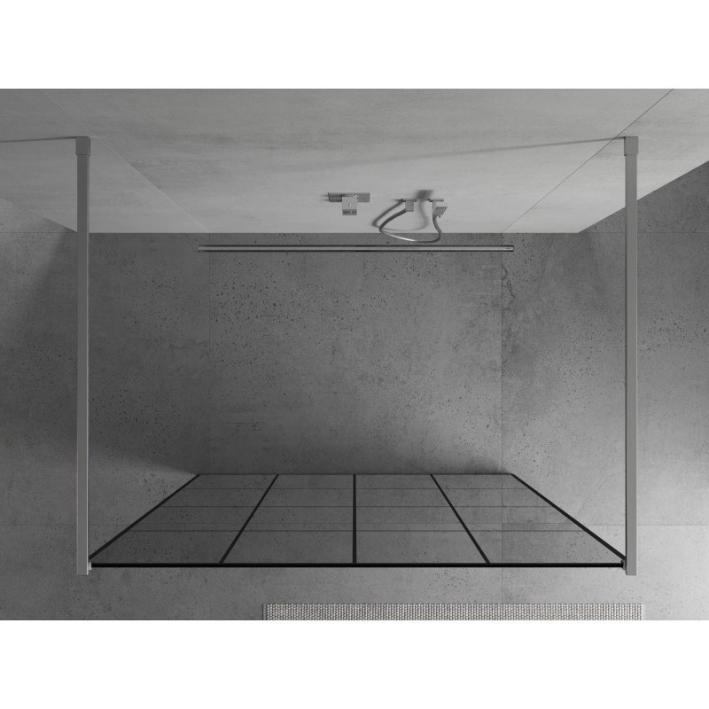Mexen Kioto ścianka prysznicowa wolnostojąca 140 x 200 cm, czarna kratka 8 mm, chrom - 800-140-002-01-77