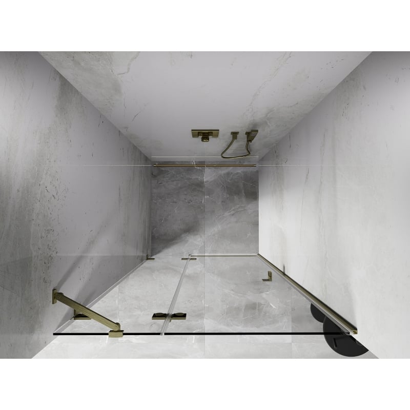 Mexen Lunar drzwi prysznicowe uchylne lewe 110 cm, transparent, złote szczotkowane - 834-110-000-55-00-L