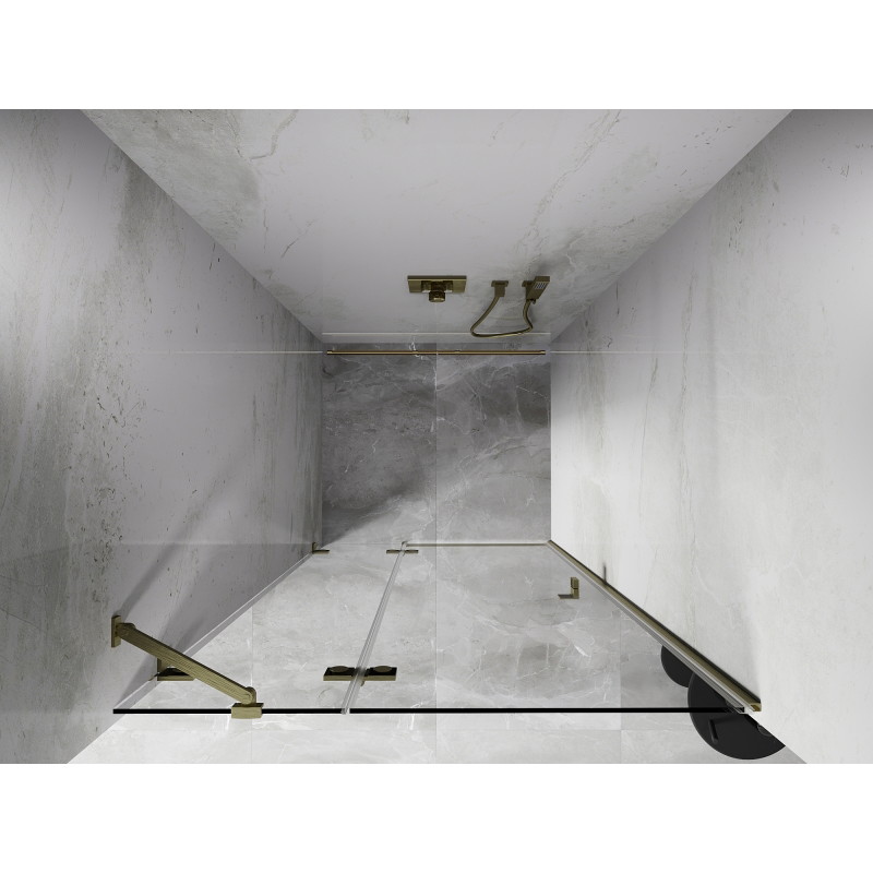 Mexen Lunar drzwi prysznicowe uchylne lewe 120 cm, transparent, złote szczotkowane - 834-120-000-55-00-L