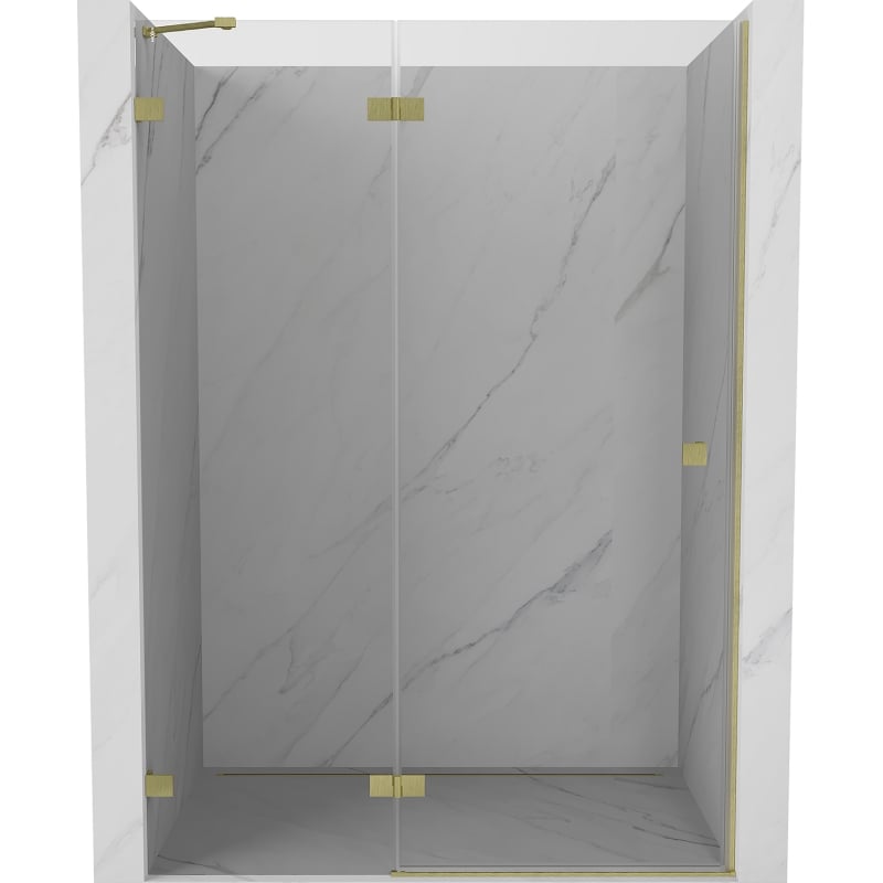 Mexen Lunar drzwi prysznicowe uchylne lewe 130 cm, transparent, złote szczotkowane - 834-130-000-55-00-L