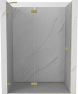 Mexen Lunar drzwi prysznicowe uchylne lewe 140 cm, transparent, złote szczotkowane - 834-140-000-55-00-L