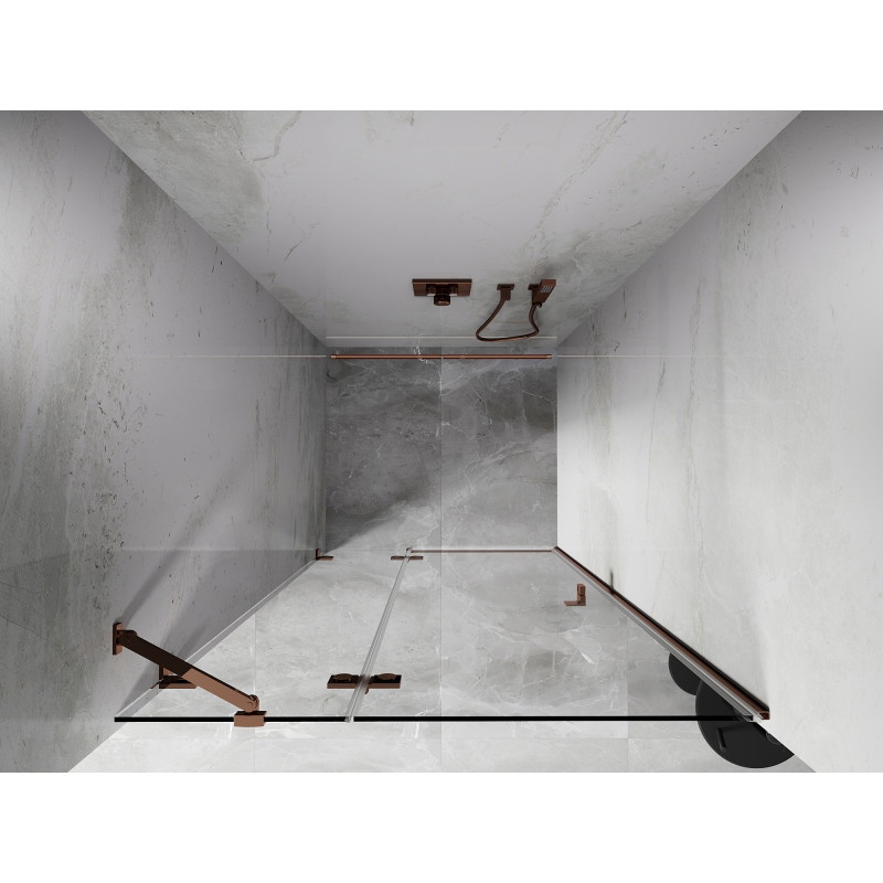 Mexen Lunar drzwi prysznicowe uchylne lewe 80 cm, transparent, różowe złoto - 834-080-000-60-00-L