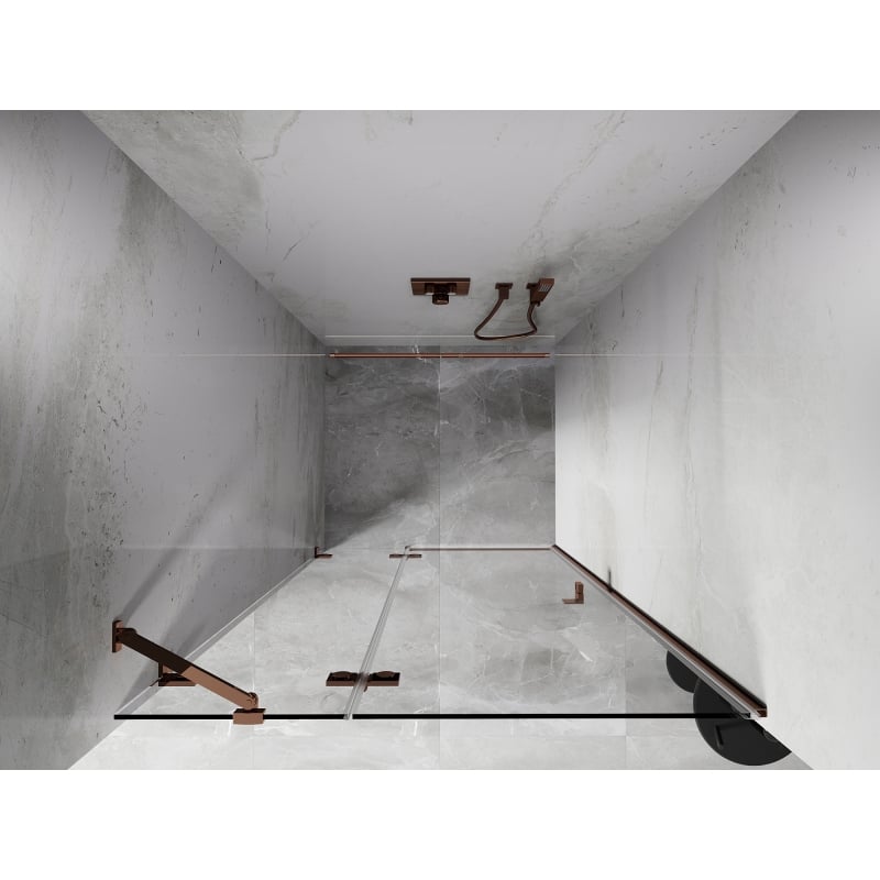 Mexen Lunar drzwi prysznicowe uchylne lewe 115 cm, transparent, różowe złoto - 834-115-000-60-00-L
